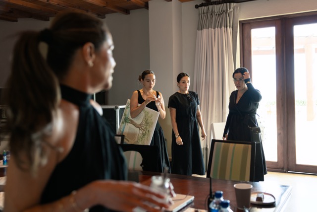 Karla Casillas directing her Wedding Coordinators behind the scenes Waldorf Pedregal Los Cabos